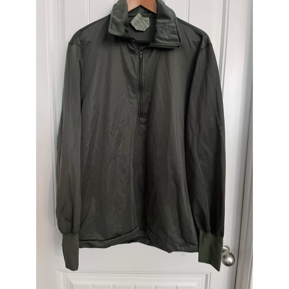 VTG‎ 1/4 Zip Sleep Shirt Men Large Green Heat Retentive Air Force Military 350